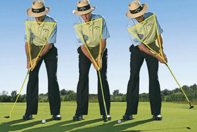 Duy trì hình tam giác tạo bởi cánh tay giúp đánh bóng golf thẳng và xa